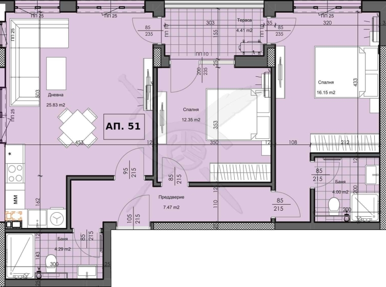 Тристаен апартамент в Пловдив, Гагарин - 112 кв.м за 1246 €/кв.м - Снимка #1