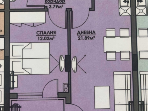 Двустаен апартамент в Бургас, Славейков - 52 кв.м за 1536 €/кв.м - Снимка #1