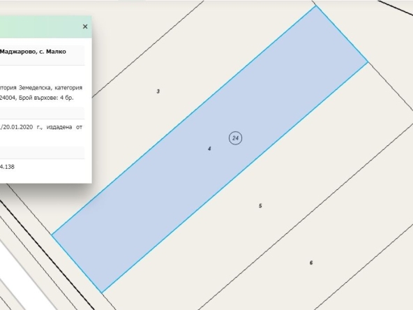 Земеделски имот в с. Малко Брягово, Област Хасково -  кв.м за 522 €/дка - Снимка #1