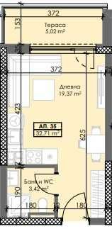 Едностаен апартамент в Пловдив, Тракия - 38 кв.м за 1094 €/кв.м - Снимка #1