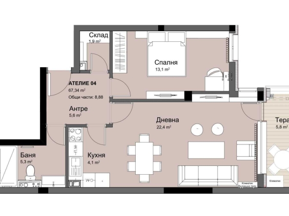Двустаен апартамент в София, Красно село - 77 кв.м за 1338 €/кв.м - Снимка #1