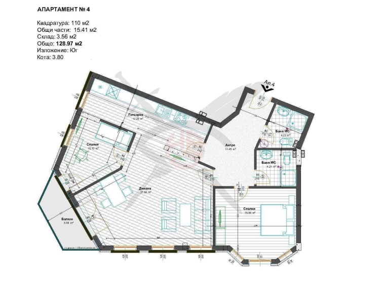 Тристаен апартамент в с. Войводиново, Област Пловдив - 129 кв.м за 850 €/кв.м - Снимка #1