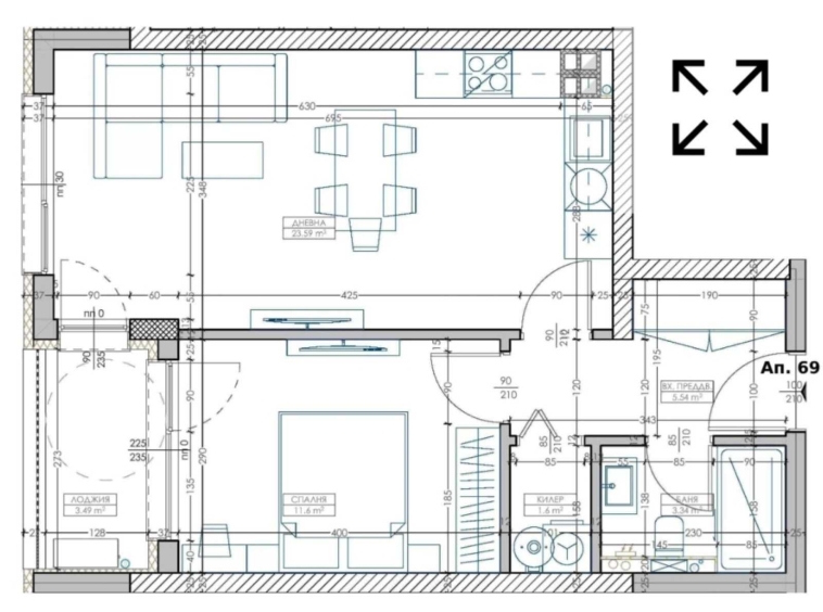 Двустаен апартамент в Варна, Младост 2 - 69 кв.м за 1276 €/кв.м - Снимка #1