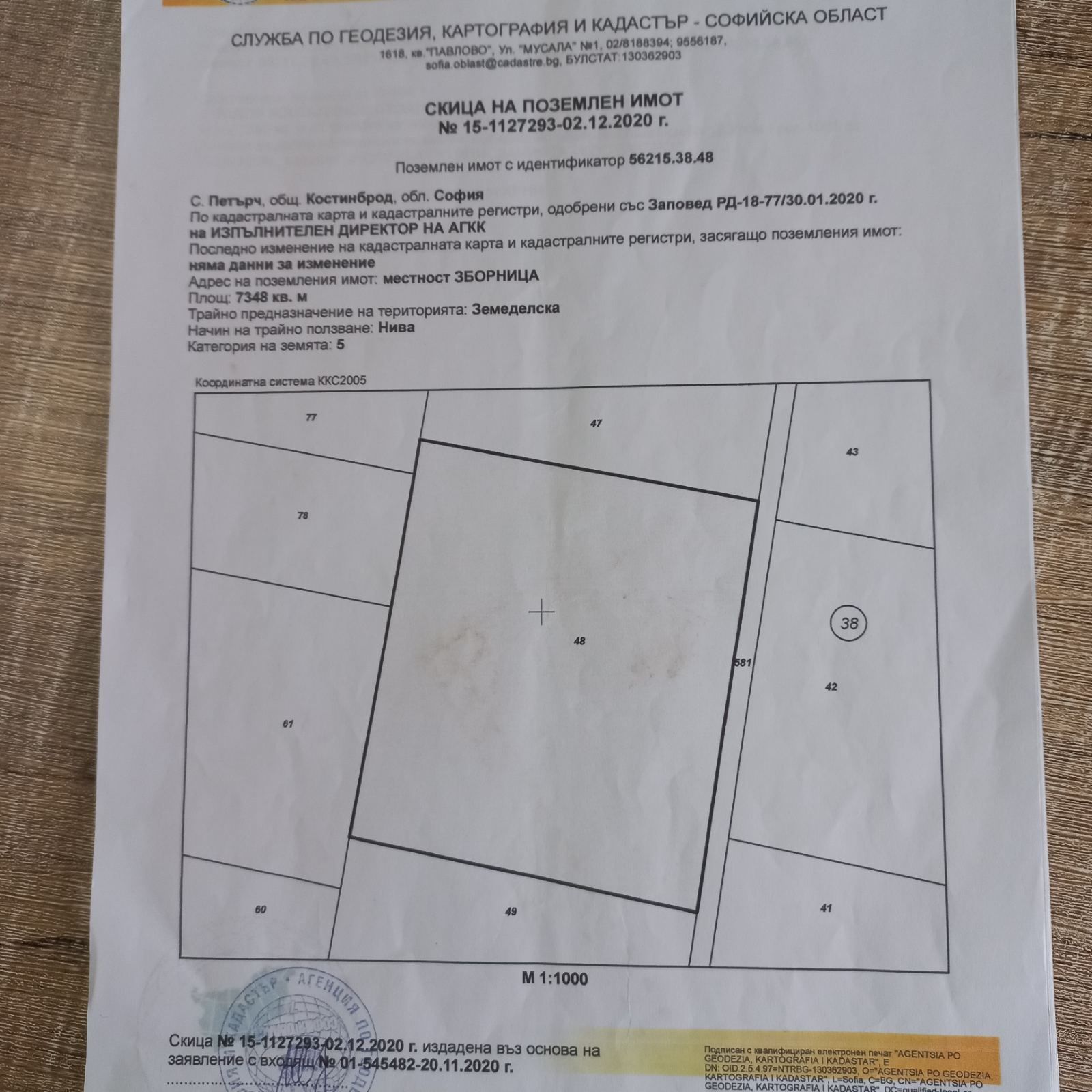 Земеделски имот в с. Петърч, Област София-област -  кв.м за 3206 €/дка - Снимка #1