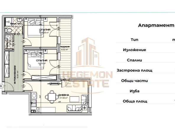 Тристаен апартамент в Варна, Владислав Варненчик - 102 кв.м за 1162 €/кв.м - Снимка #1