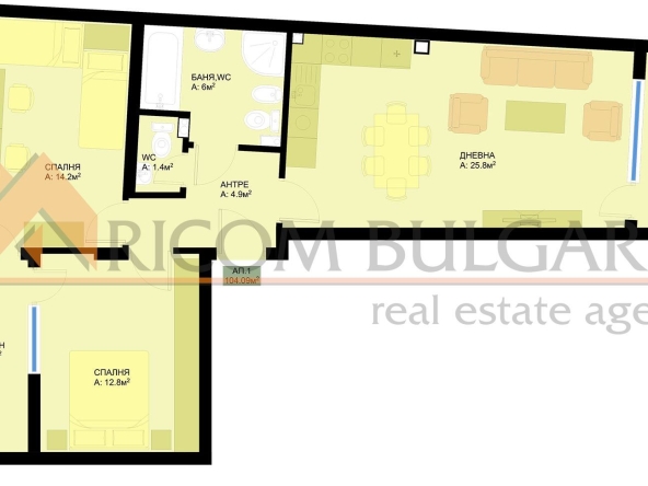 Тристаен апартамент в Варна, Победа - 104 кв.м за 1177 €/кв.м - Снимка #1