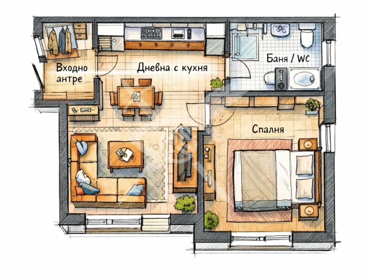 Двустаен апартамент в София, Подуяне - 69 кв.м за 1552 €/кв.м - Снимка #1