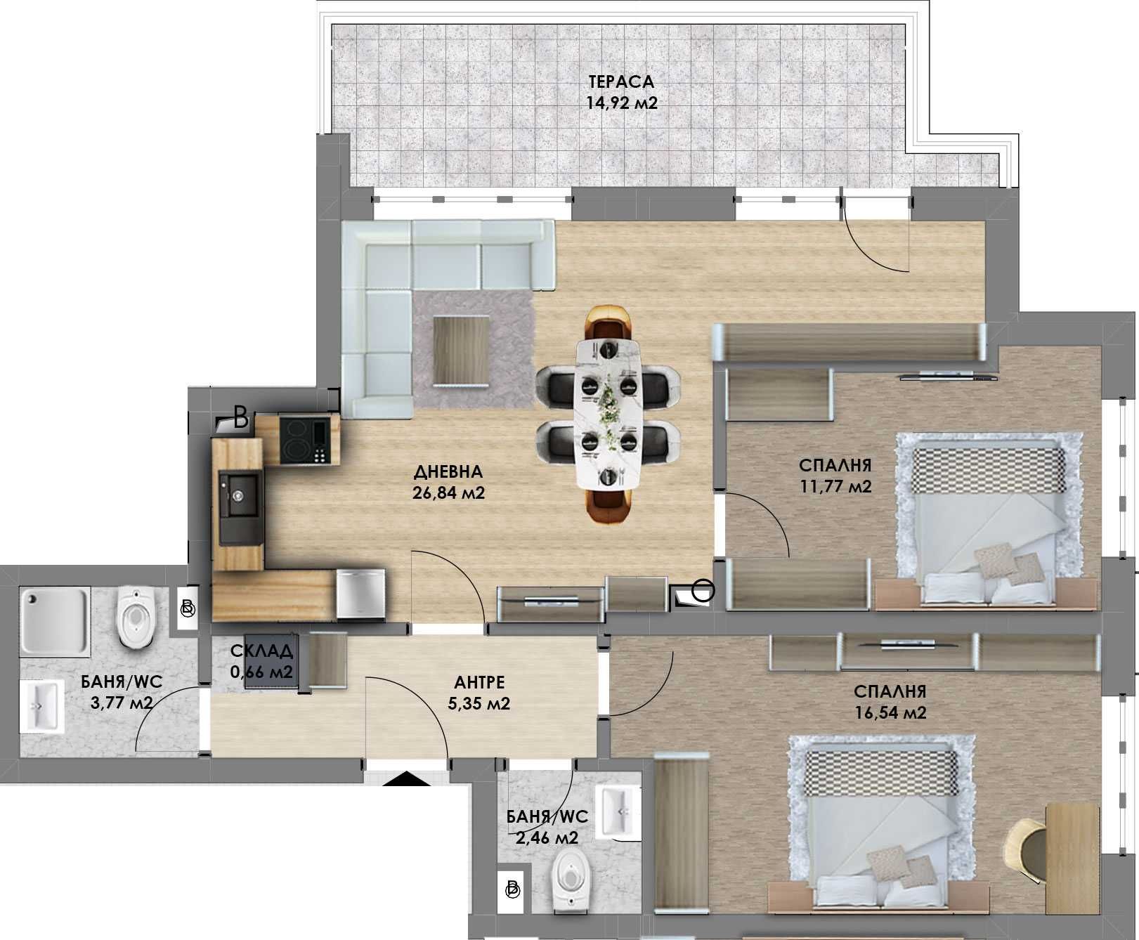 Тристаен апартамент в Пловдив, Христо Смирненски - 113 кв.м за 970 €/кв.м - Снимка #1