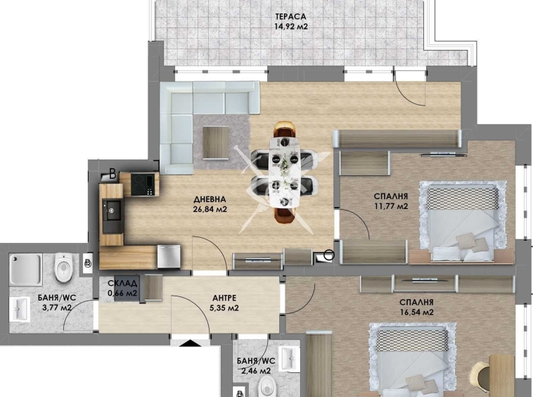 Тристаен апартамент в Пловдив, Христо Смирненски - 113 кв.м за 922 €/кв.м - Снимка #1