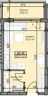 Едностаен апартамент в Пловдив, Тракия - 38 кв.м за 1094 €/кв.м - Снимка #1