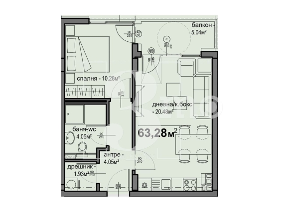 Двустаен апартамент в София, Люлин 5 - 63 кв.м за 1432 €/кв.м - Снимка #1
