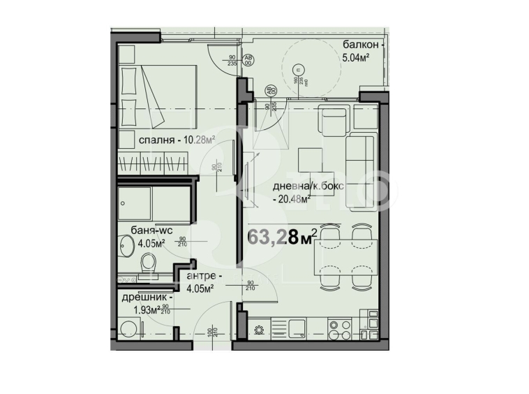 Двустаен апартамент в София, Люлин 5 - 63 кв.м за 1432 €/кв.м - Снимка #1