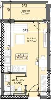 Едностаен апартамент в Пловдив, Тракия - 38 кв.м за 1094 €/кв.м - Снимка #1