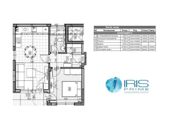 Двустаен апартамент в Шумен, Военно училище - 66 кв.м за 1500 €/кв.м - Снимка #1