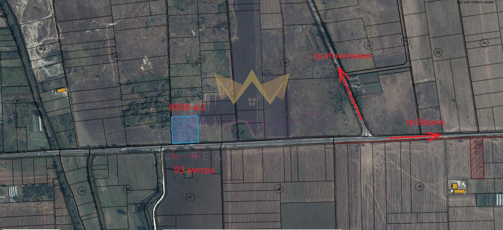 Парцел в Игнатиево - 8800 кв.м за 51 €/кв.м - Снимка #1
