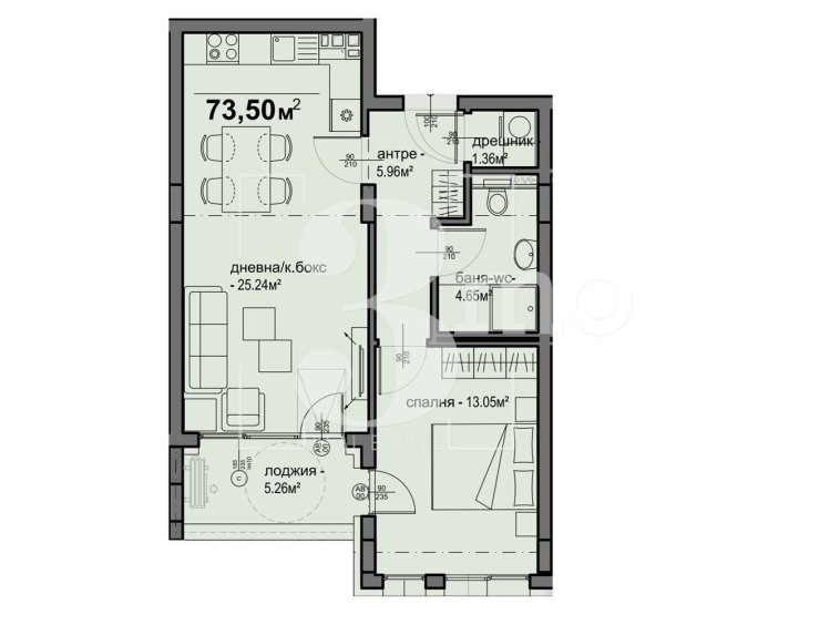 Двустаен апартамент в София, Люлин 5 - 74 кв.м за 1452 €/кв.м - Снимка #1