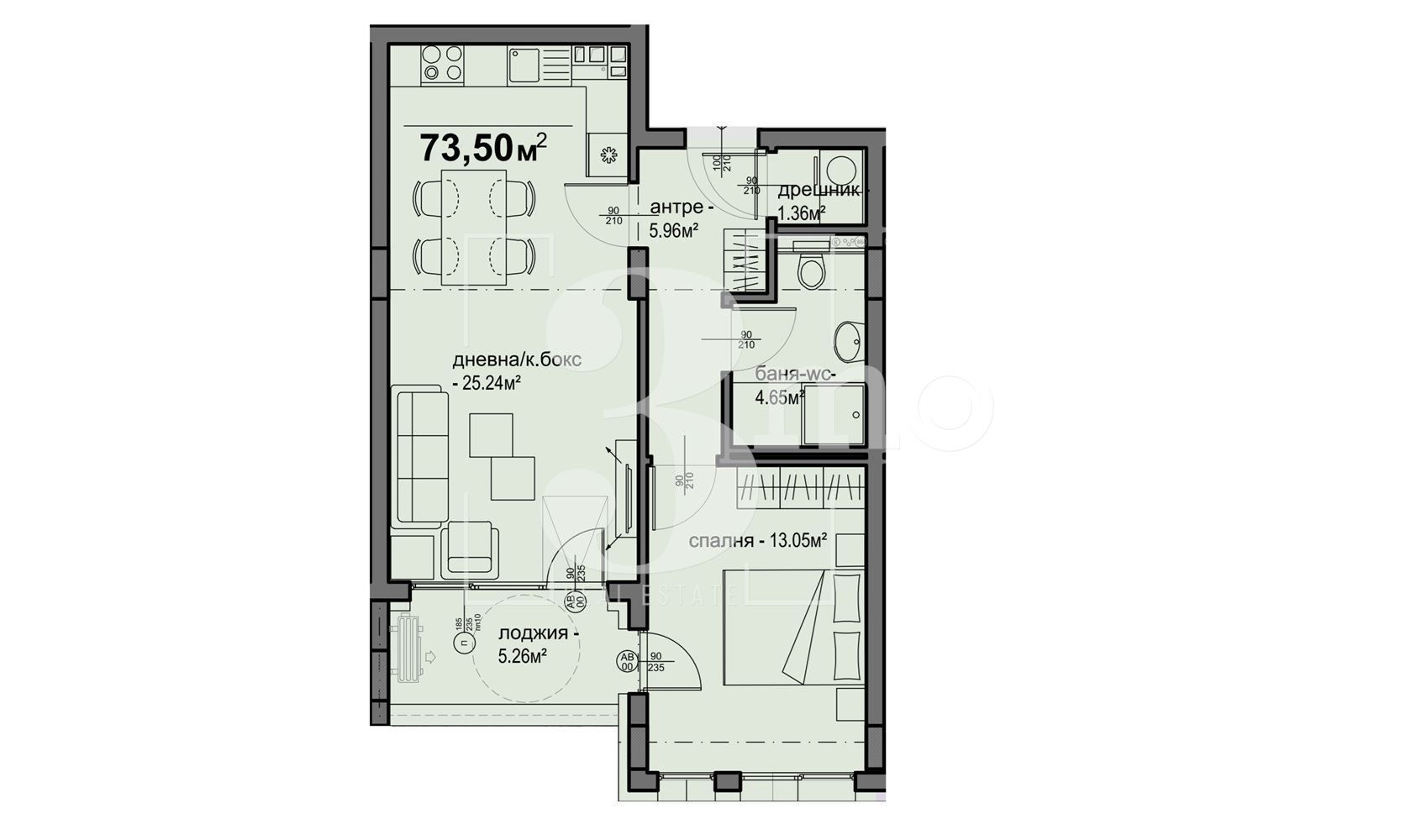 Двустаен апартамент в София, Люлин 5 - 74 кв.м за 1452 €/кв.м - Снимка #1