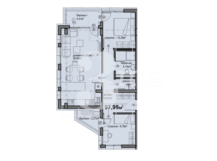 Тристаен апартамент в София, Люлин 5 - 98 кв.м за 1420 €/кв.м - Снимка #1