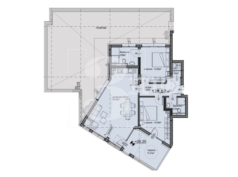 Тристаен апартамент в София, Люлин 5 - 129 кв.м за 1521 €/кв.м - Снимка #1