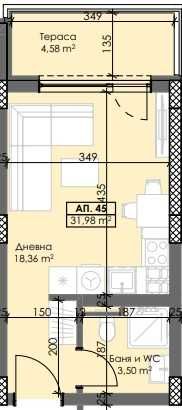 Едностаен апартамент в Пловдив, Тракия - 40 кв.м за 1106 €/кв.м - Снимка #1