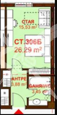 Едностаен апартамент в Бургас, Сарафово - 26 кв.м за 1616 €/кв.м - Снимка #1