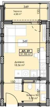 Едностаен апартамент в Пловдив, Тракия - 40 кв.м за 1106 €/кв.м - Снимка #1