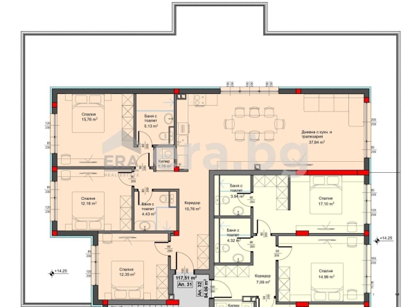 Четиристаен апартамент в Варна, Аспарухово - 132 кв.м за 872 €/кв.м - Снимка #1