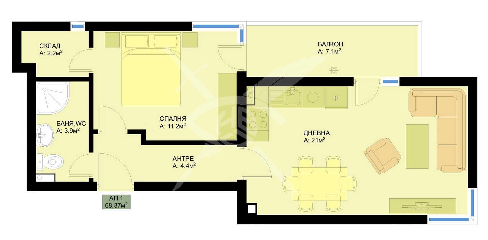 Двустаен апартамент в Варна, Гранд Мол Варна - 69 кв.м за 1638 €/кв.м - Снимка #1