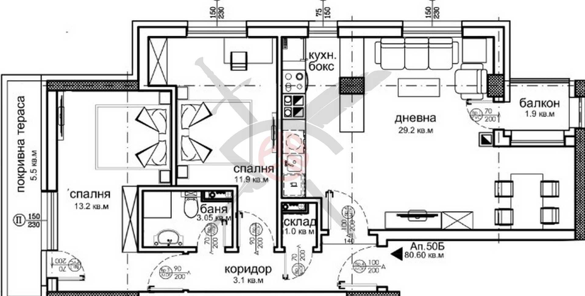Тристаен апартамент в София, Красна поляна 2 - 96 кв.м за 1381 €/кв.м - Снимка #1