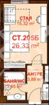 Едностаен апартамент в Бургас, Сарафово - 26 кв.м за 1616 €/кв.м - Снимка #1