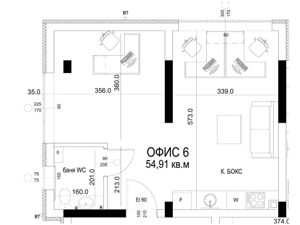 Двустаен апартамент в София, в.з. Киноцентъра 3 част - 55 кв.м за 1980 €/кв.м - Снимка #1