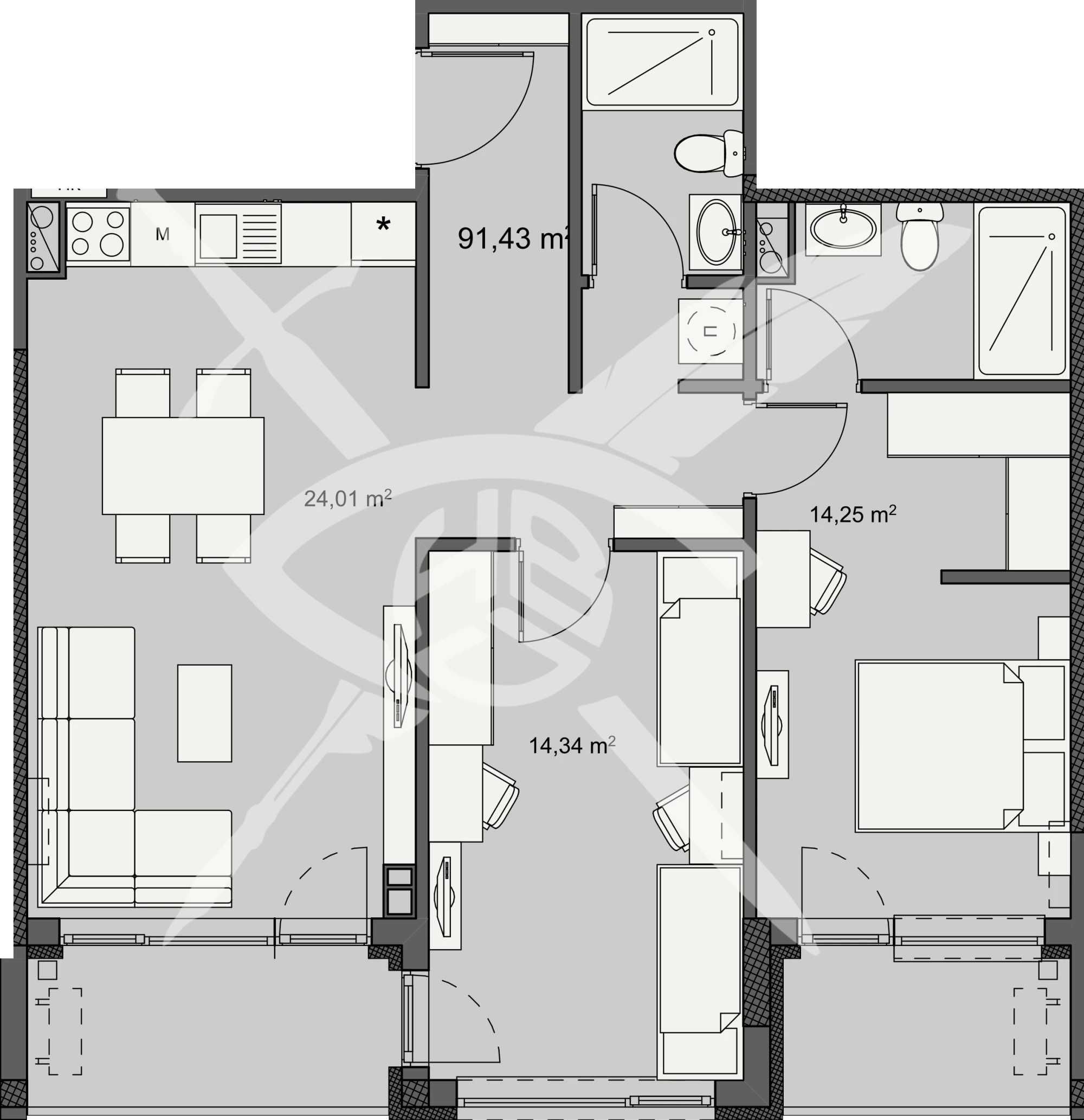 Тристаен апартамент в Бургас, Изгрев - 108 кв.м за 921 €/кв.м - Снимка #1