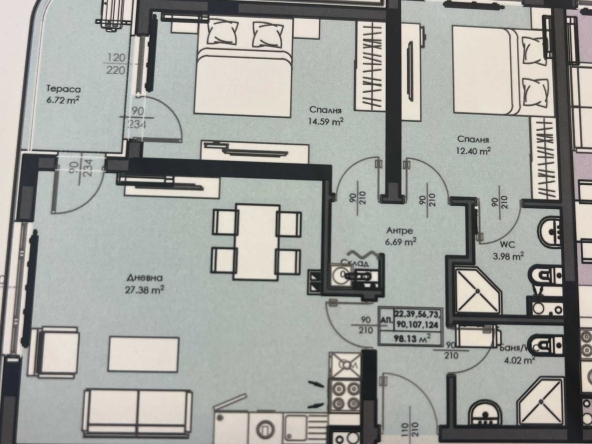 Тристаен апартамент в Бургас, Славейков - 98 кв.м за 1418 €/кв.м - Снимка #1