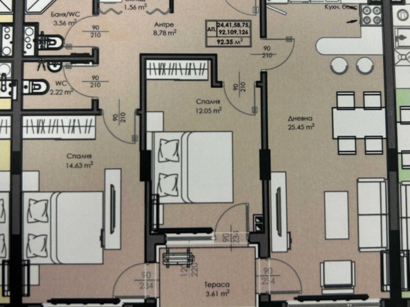 Тристаен апартамент в Бургас, Славейков - 92 кв.м за 1468 €/кв.м - Снимка #1