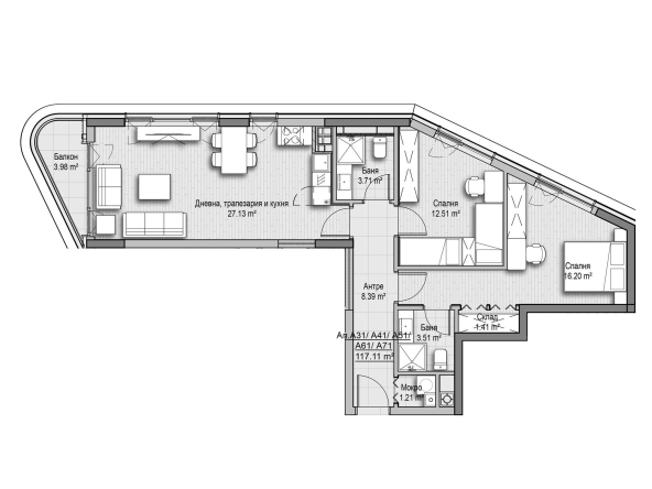 Тристаен апартамент в София, Витоша - 117 кв.м за 1475 €/кв.м - Снимка #1