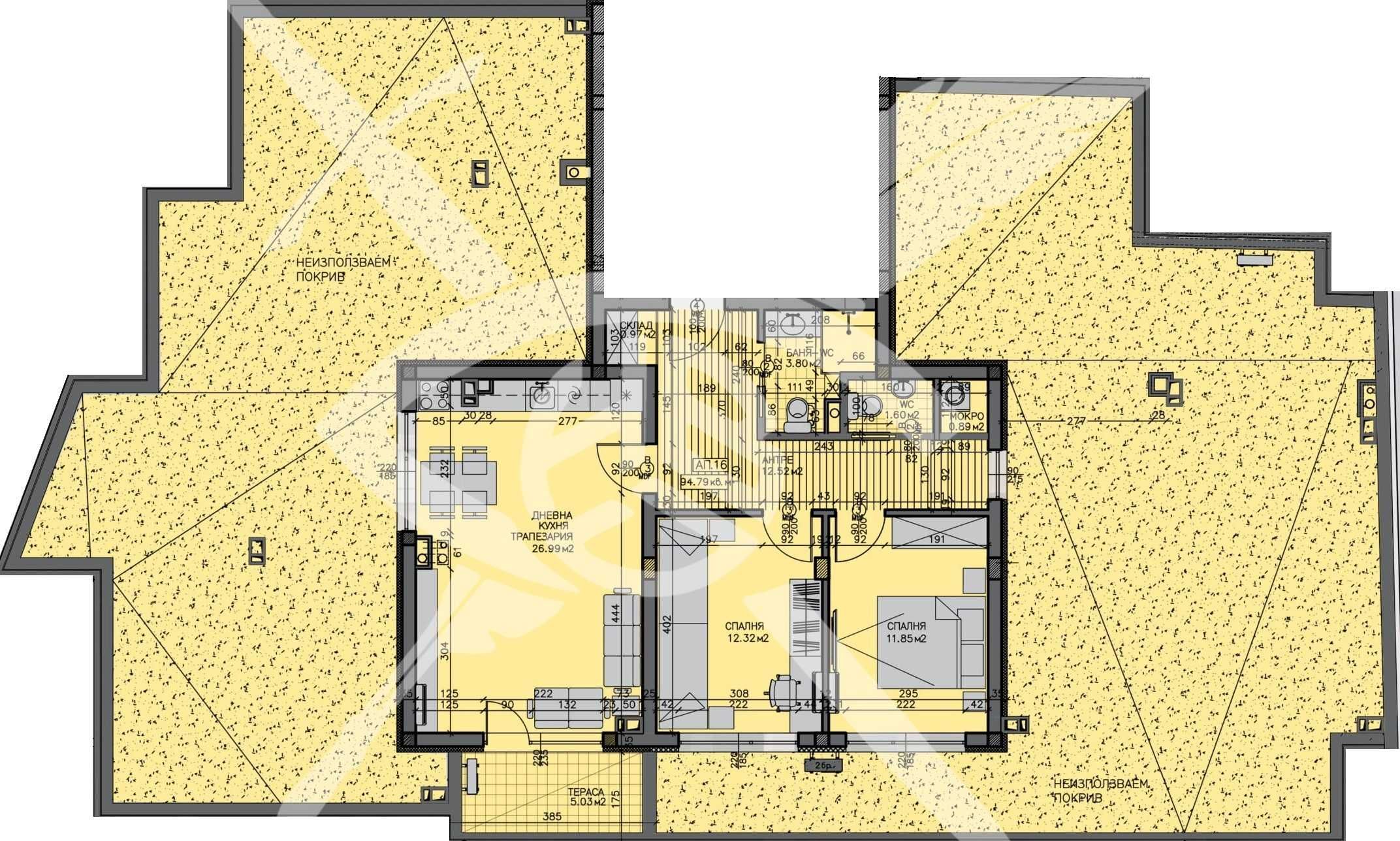 Тристаен апартамент в Бургас, Меден рудник - зона А - 323 кв.м за 409 €/кв.м - Снимка #1