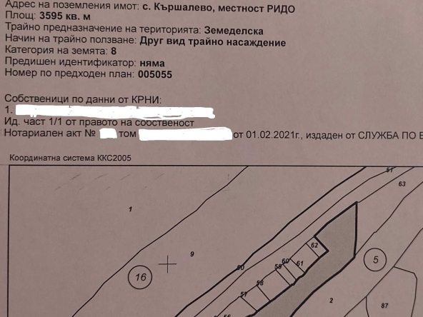 Земеделски имот в с. Кършалево, Област Кюстендил -  кв.м за 765 €/дка - Снимка #1