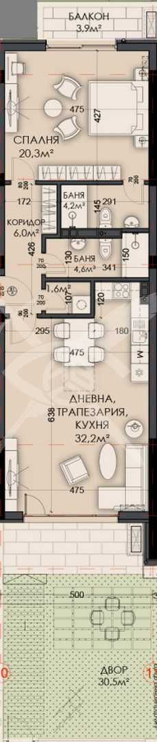 Двустаен апартамент в Варна, Виница - 100 кв.м за 1274 €/кв.м - Снимка #1