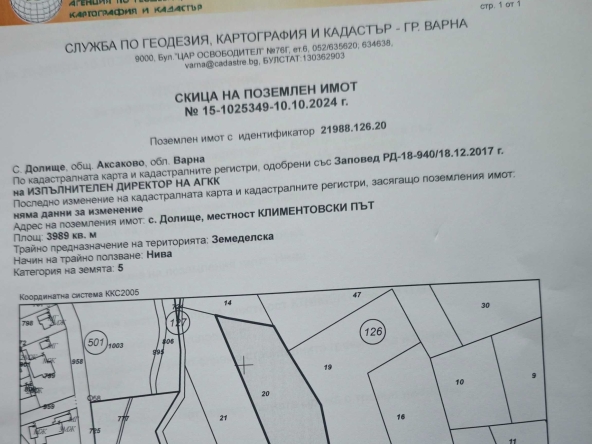 Земеделски имот в с. Долище, Област Варна -  кв.м за 7 €/дка - Снимка #1