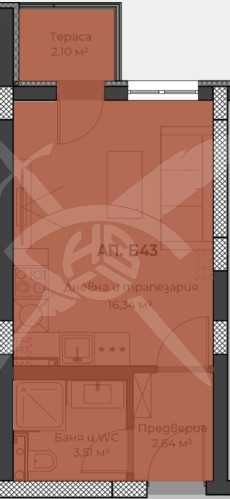 Едностаен апартамент в Пловдив, Христо Смирненски - 36 кв.м за 1528 €/кв.м - Снимка #1