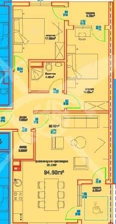Тристаен апартамент в Бургас, Меден рудник - зона А - 107 кв.м за 555 €/кв.м - Снимка #1