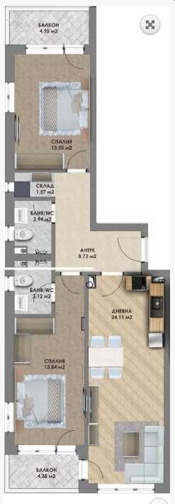 Тристаен апартамент в Пловдив, Христо Смирненски - 109 кв.м за 925 €/кв.м - Снимка #1