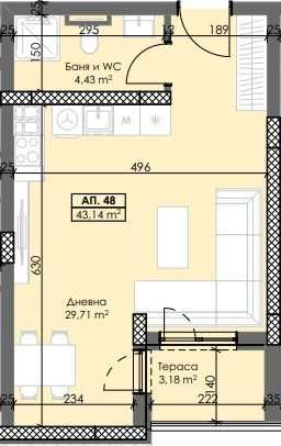 Двустаен апартамент в Пловдив, Тракия - 54 кв.м за 1094 €/кв.м - Снимка #1