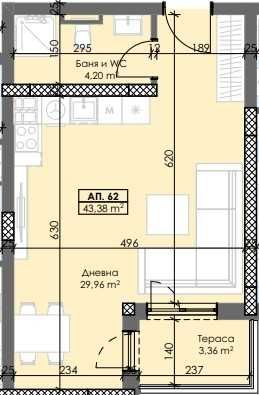 Двустаен апартамент в Пловдив, Тракия - 56 кв.м за 1088 €/кв.м - Снимка #1