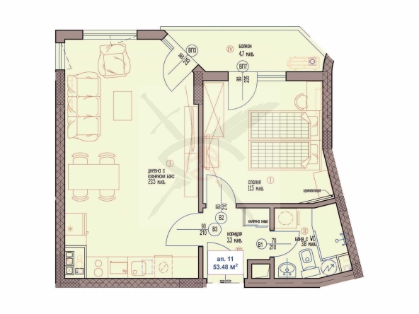Двустаен апартамент в Варна, Бриз - 62 кв.м за 1484 €/кв.м - Снимка #1