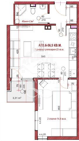 Двустаен апартамент в Велинград - 57 кв.м за 663 €/кв.м - Снимка #1