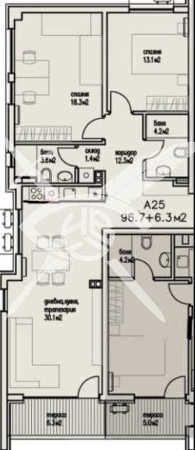 Тристаен апартамент в Бургас, Сарафово - 103 кв.м за 1185 €/кв.м - Снимка #1