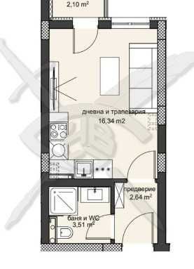 Едностаен апартамент в Пловдив, Христо Смирненски - 36 кв.м за 1723 €/кв.м - Снимка #1