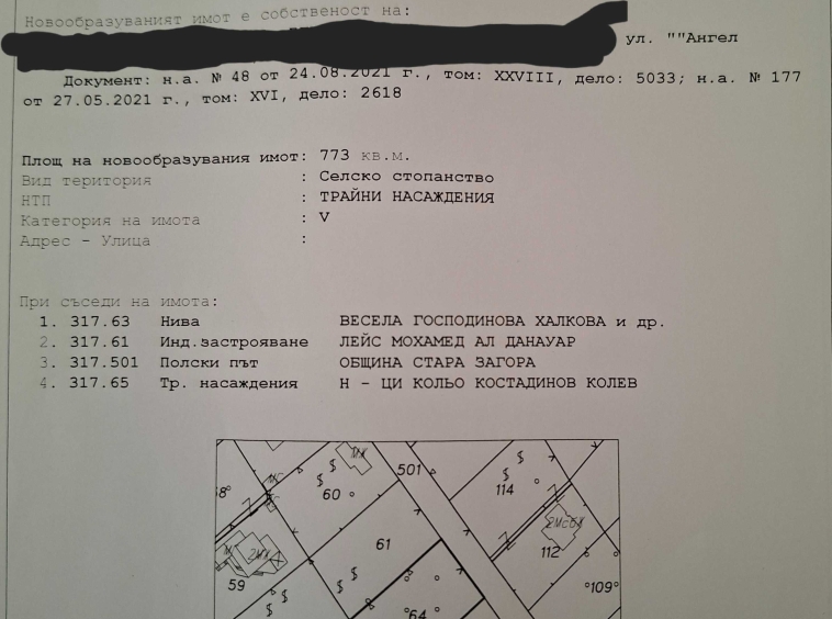 Парцел в Стара Загора, Аязмото - 773 кв.м за 27 €/кв.м - Снимка #1