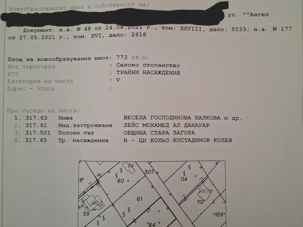 Парцел в Стара Загора, Аязмото - 773 кв.м за 27 €/кв.м - Снимка #1
